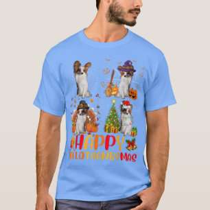 Halloween Erntedank Weihnachts Papillon Dog Hall T-Shirt