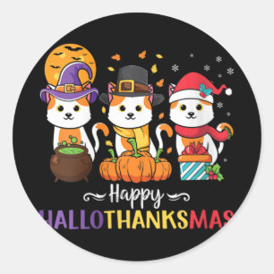 Halloween Erntedank Weihnachtskätzchen Happy Runder Aufkleber