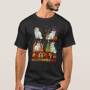 Halloween Erntedankfest Weihnachten Perserkatze Ha T-Shirt