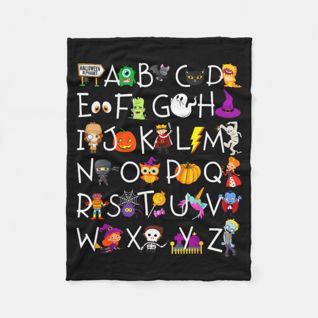Halloween-Erzieherin-Shirt, Halloween-Alphabet Fleecedecke (Vorderseite)