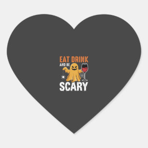 Halloween Essen Trinken Sei Gruselig Gespenst Desi Herz-Aufkleber