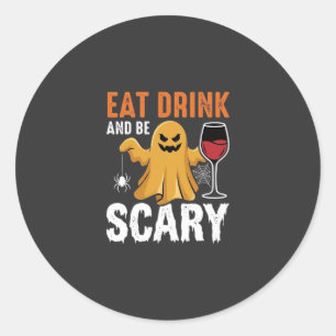 Halloween Essen Trinken Sei Gruselig Gespenst Desi Runder Aufkleber