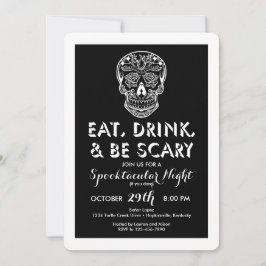 Halloween-Essen, Trinken und Beängstigend 3-D-Einl Einladung