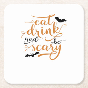 Halloween Essen Trinken Und Sei Gruselig Kreative  Rechteckiger Pappuntersetzer