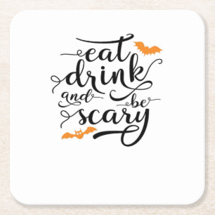 Halloween Essen Trinken Und Sei Gruselig Retro Kla Rechteckiger Pappuntersetzer