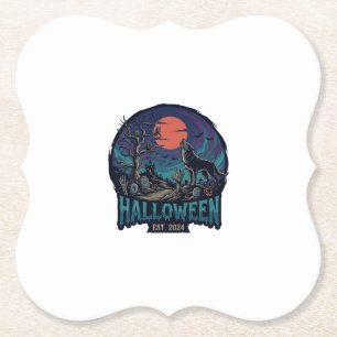 Halloween Est Heulender Wolf Rote Mond Zombie Hand Untersetzer