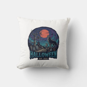 Halloween Est Heulender Wolf Roter Mond Zombie Han Kissen