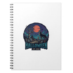 Halloween Est Heulender Wolf Roter Mond Zombie Han Notizblock