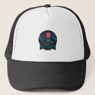 Halloween Est Heulender Wolf Roter Mond Zombie Han Truckerkappe