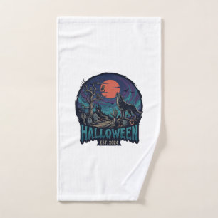 Halloween Est Hurlement Loup Lune Rouge Main Zombi