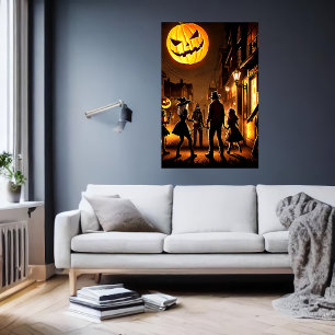 Halloween et une lune citrouille   AI Art Poster