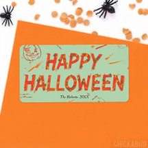 Halloween-Etikett, minimalistisches modernes Hallo