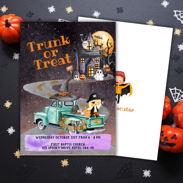 Halloween Événement Invitation Trunk Ou Traiter Le (Halloween Event Invitation Trunk Or Treat Kids)