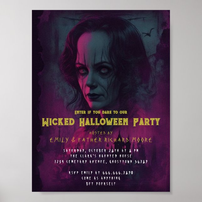 Halloween Evil Circus Clown-Party Einladung Poster (Vorne)