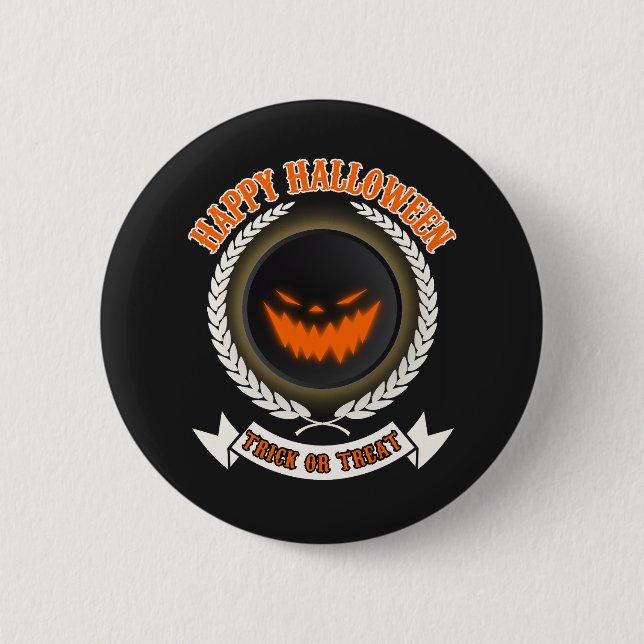 Halloween Evil Pumpkin Face Spooky Night Button (Vorderseite)