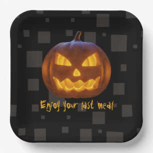 Halloween Evil Pumpkin Letzte Mahlzeit Orange Schw Pappteller