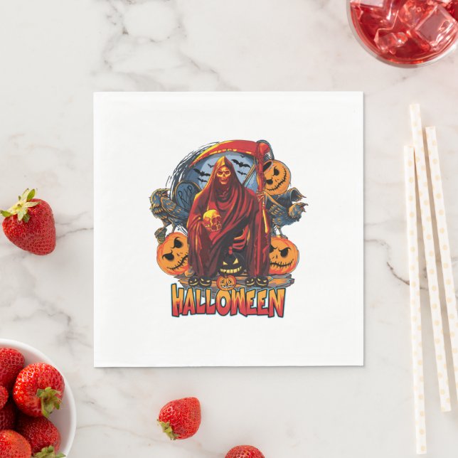 Halloween Evil Skelett, Pumpkin Serviette (Beispiel)