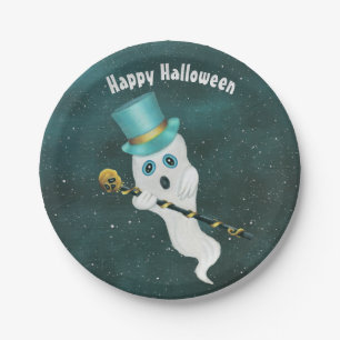 Halloween Extravagant Ghost in der nächtlichen Sky Pappteller
