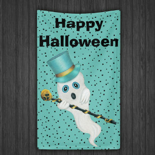Halloween Extravagant Ghost Top-Gold-Skull-Stars Banner