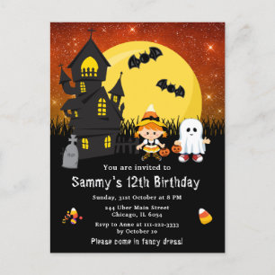 Halloween Extravagantes Kleid Geburtstag Hexenmeis Postkarte