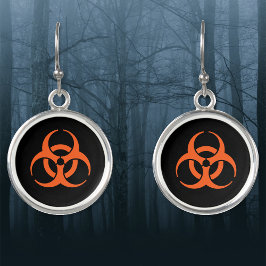 Halloween Extreme Orange Biogefährdung Symbol Orin Ohrringe