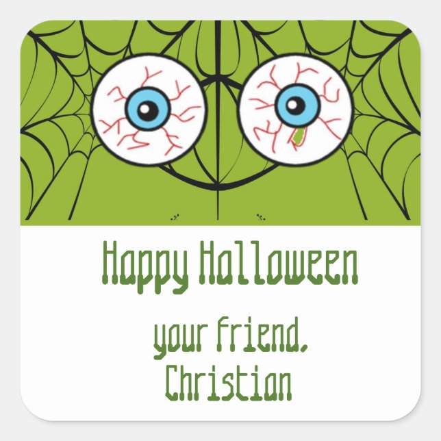 Halloween-Eyeball-Goodie-Taschenaufkleber Quadratischer Aufkleber (Vorderseite)