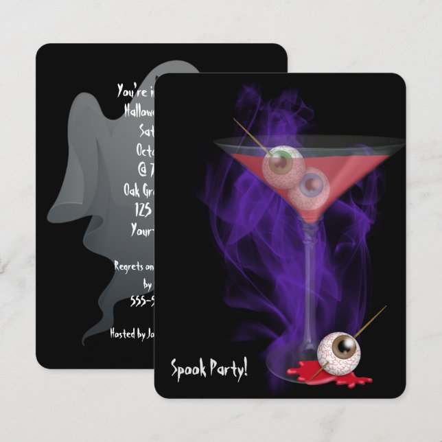 Halloween Eyeball Martini en invitation de fumée v (Devant / Derrière)