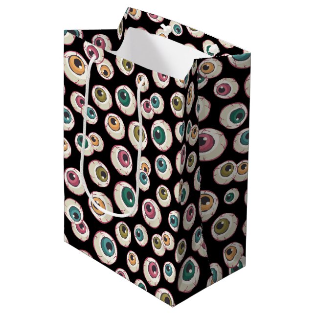 Halloween Eyeballs Mittlere Geschenktüte (Vorderseite Schrägansicht)