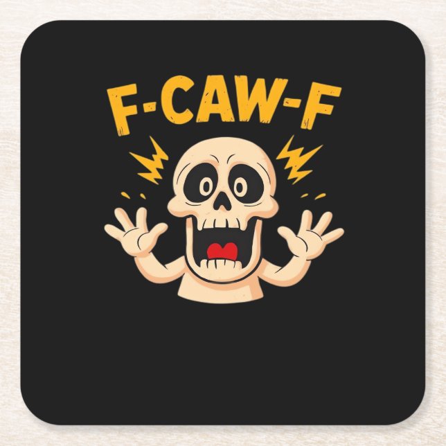 Halloween F-Caw-F Totenkopf Rechteckiger Pappuntersetzer (Vorderseite)