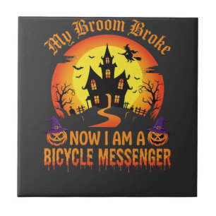 Halloween-Fahrradbote Hexenbesen zerbrochen Desi Fliese