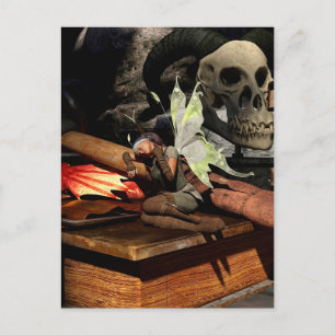 Halloween Fairy and Skull Postkarte
