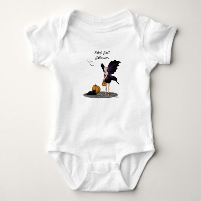 Halloween Fairy mit Pumpkin Baby Bodysuit Baby Strampler (Vorderseite)