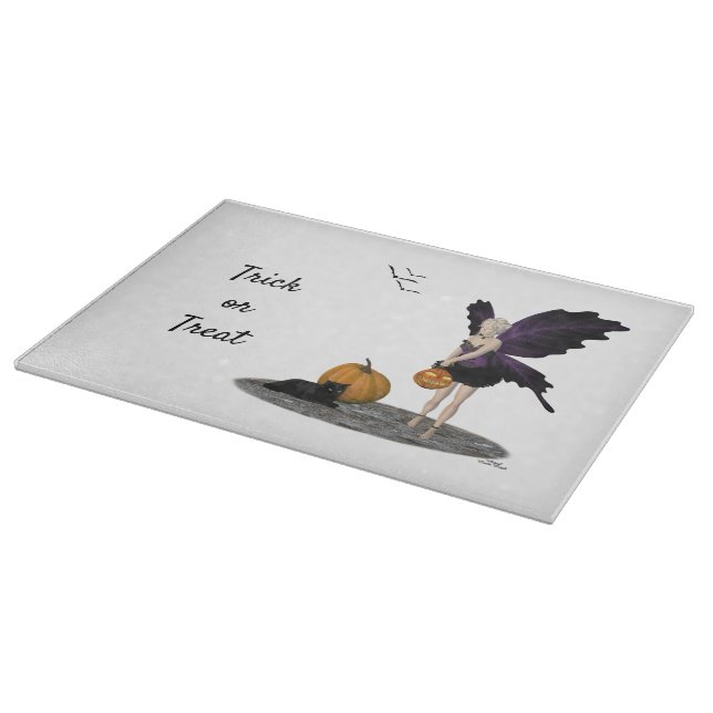 Halloween Fairy mit Pumpkins Cutting Board Schneidebrett (Ecke)