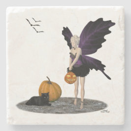 Halloween Fairy mit Pumpkins Stone Untersetzer