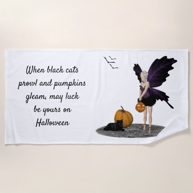 Halloween Fairy mit Pumpkins Strandtuch (Vorderseite)