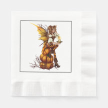 Halloween Fairy Pumpkin Party Cocktail Napkin