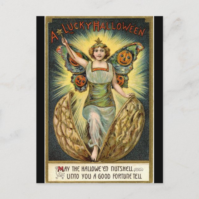 Halloween Fairy Vintag Postcard Postkarte (Vorderseite)
