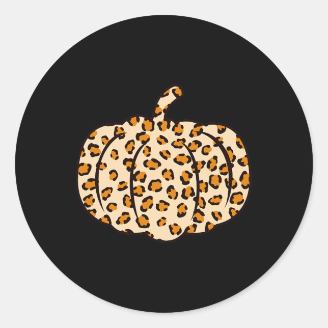 Halloween Fall animal Leopard Pumpkin Runder Aufkleber (Vorderseite)