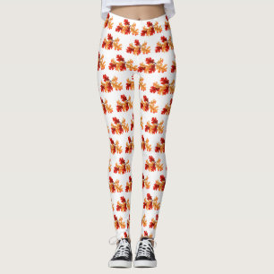Halloween Fall Foliage Red Orange Blätter Muster Leggings