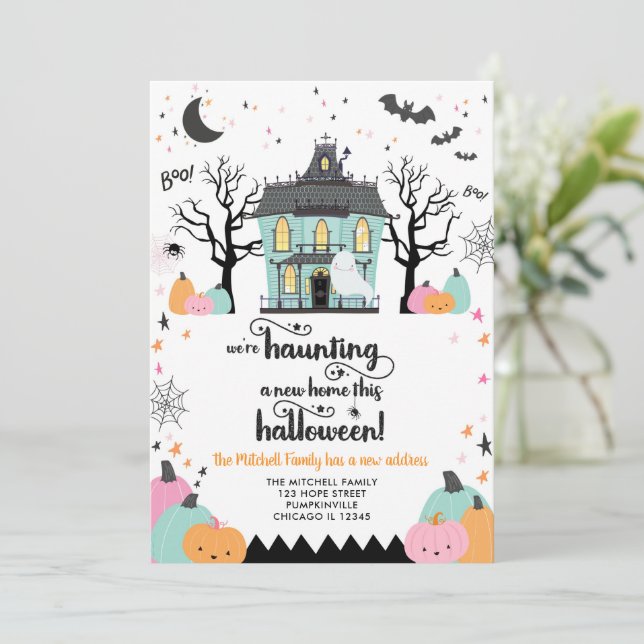 Halloween Fall New Address New Zuhause Ankündigung (Stehend Vorderseite)