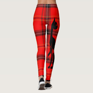 Halloween Fall Orange Kariert Black Cat Leggings