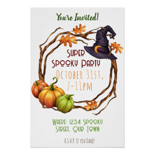 Halloween Fall Party Einladung Pumpkin Hexe Poster