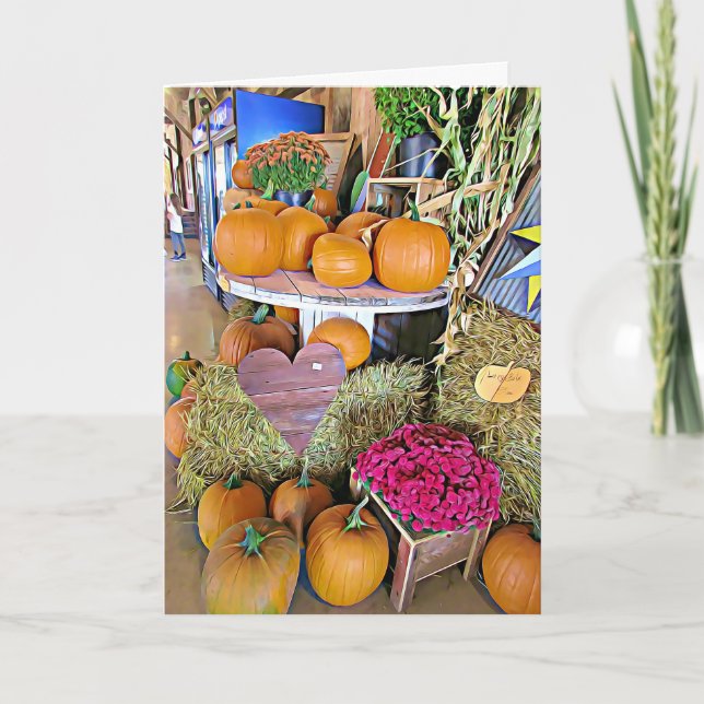 Halloween Fall Pumpkins und Cornstalk Display Card Karte (Vorderseite)