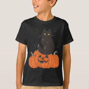 Halloween Fall Spooky Katze mit Kürbis T-Shirt