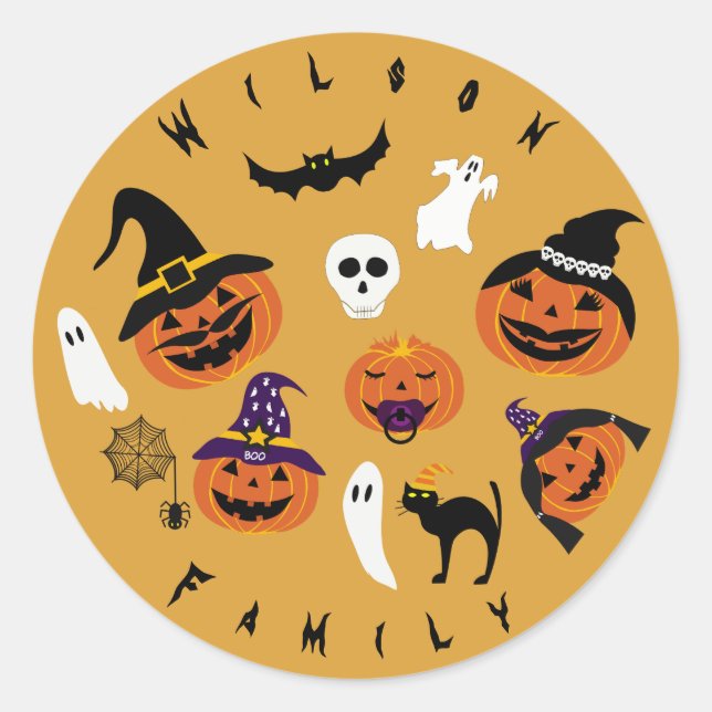 Halloween Familie der Kürbislaterne Runder Aufkleber (Vorderseite)