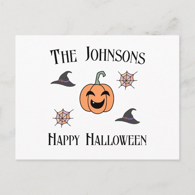 Halloween Familienname Feiertagspostkarte (Vorderseite)