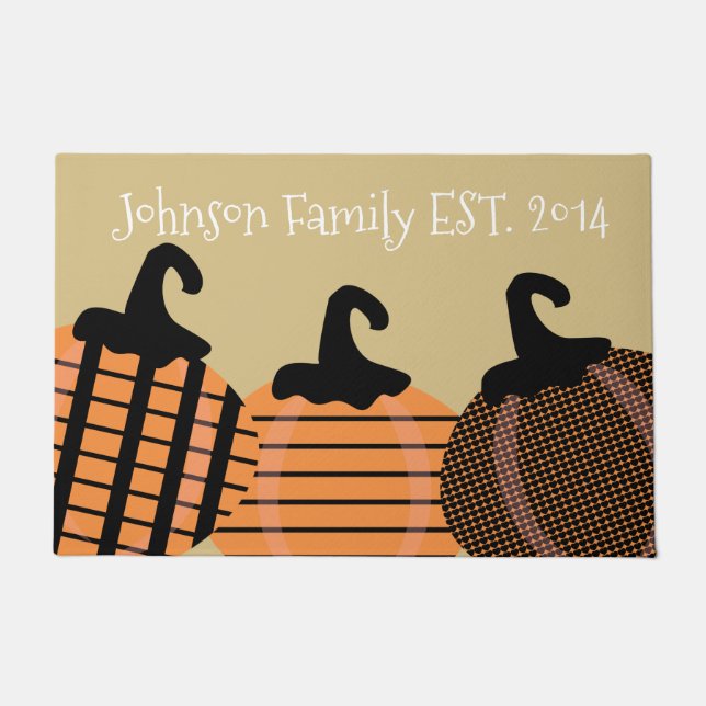 Halloween Familienname Jumbo Patch | Retro Pumpkin Fußmatte (Vorderseite)