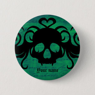 Halloween fanged Schädel Button