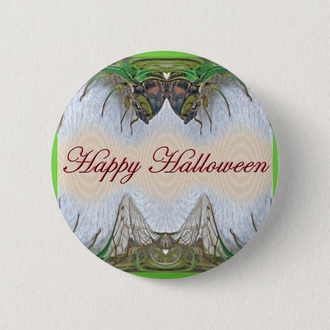 Halloween Fantasmagorische Cicada-Stücke Button (Vorderseite)