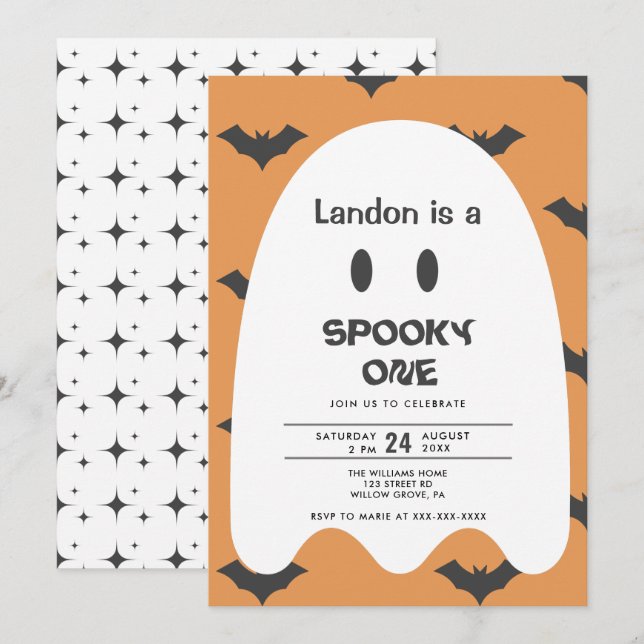 Halloween fantôme 1ER Anniversaire Invitation (Devant / Derrière)